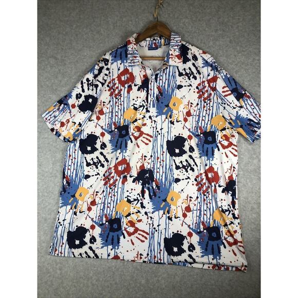 HRESKI Other - HRESKI Men's Golf Polo Shirt Size 2XL Hand Print / Paint Splatter